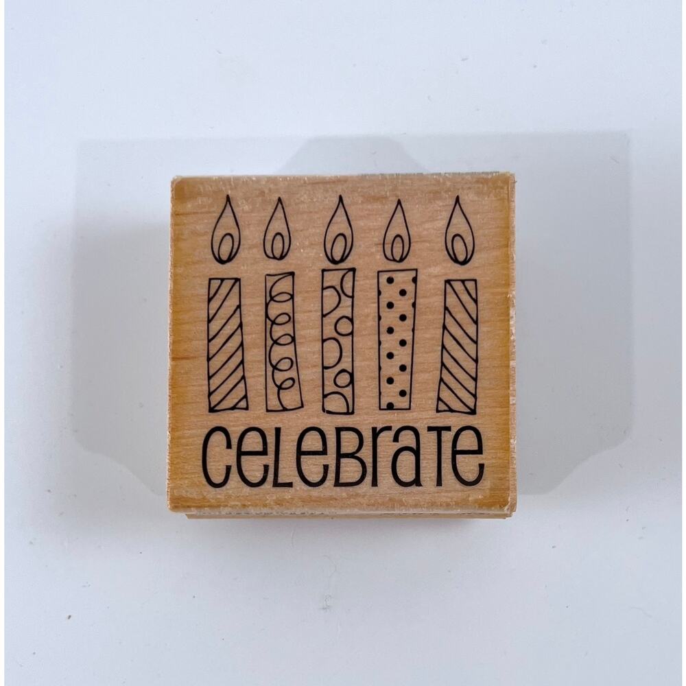 Celebrate Birthday Candles Rubber Stamp – Wood Mounted Craft Stamp